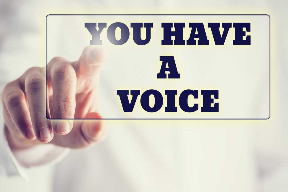 You have a voice graphic with finger pointing