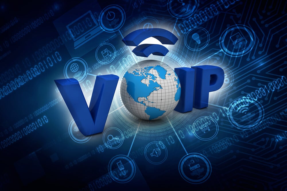 VoIIP blue graphic with globe