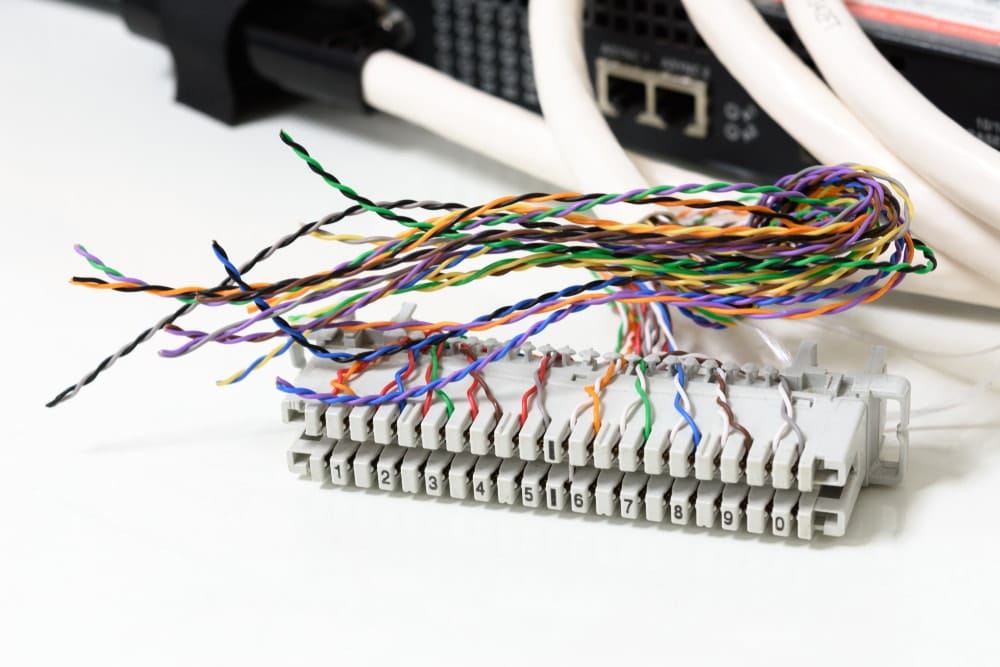closeup of server cabling