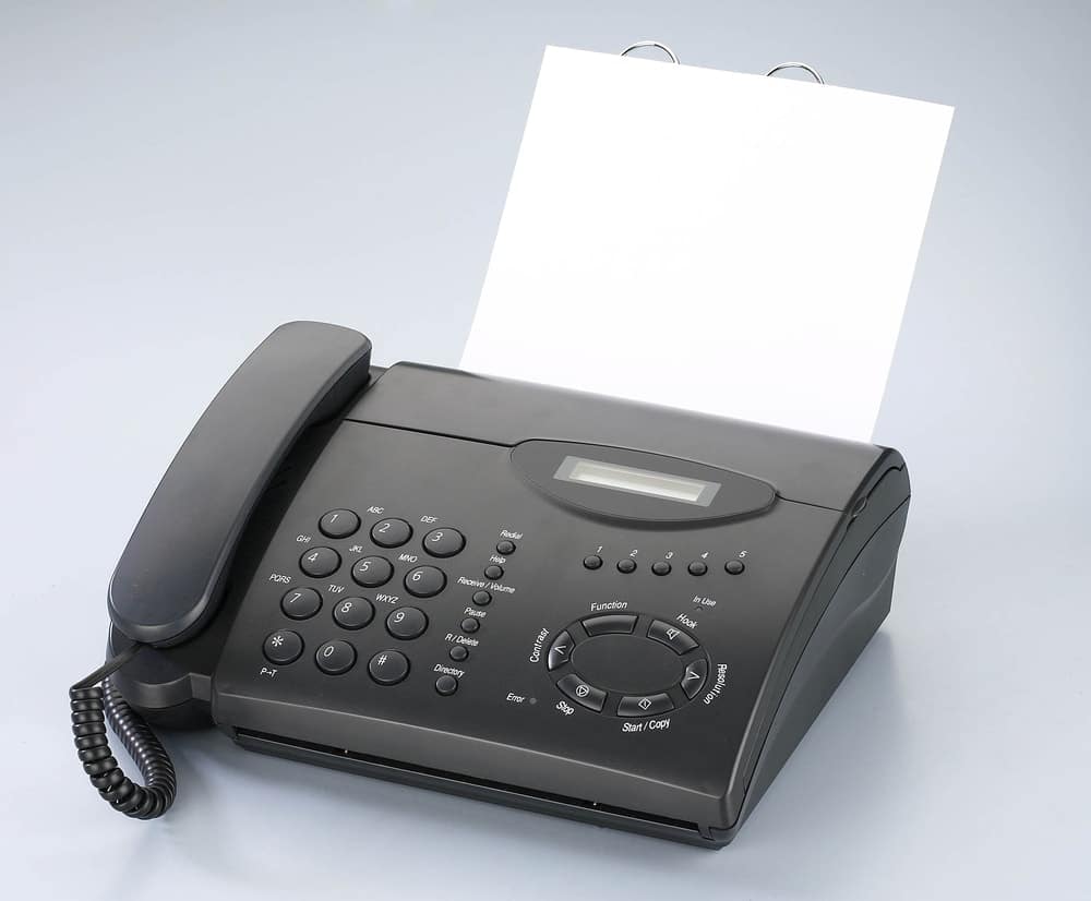 business phone unit with paper feeder